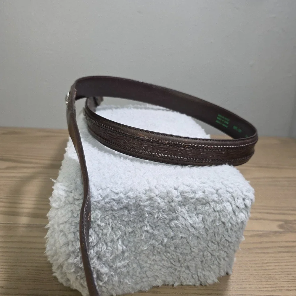 Vintage RESISTOL Brown Leather Cowhide Size‎ 40 Western Scroll Studs